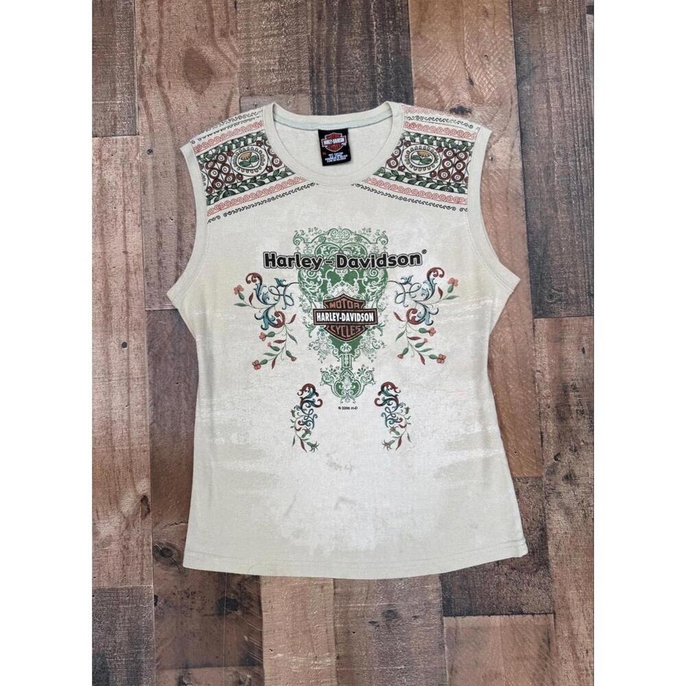 Harley Davidson Y2K Vintage Khaki Color Tank Top Women's Size XL